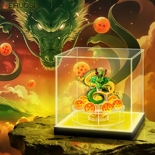 Shenron Acrylic Display Case, Clear LED Display Case Box for Dragon Shenlong Statue, Dragon Balls & Figure with Holder Stand, Dustproof Protective Showcase - Kids Birthday Christmas - size: Dragon Display Case 10.63x10.63x9.84in