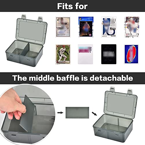 ALCYON 1600+ Trading Card Storage Box, Waterproof Plastic TCG Card Organizer with 4 Clear Display Cases & Removable Dividers, Deck Holder for Baseball, Football, Sports, MTG, PM Game Collections-Grey - color: gray
