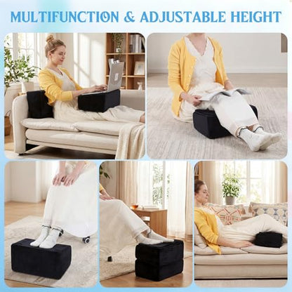 Novabright Foot Rest Under Desk, 3 Height Adjustable Ergonomic Foot Stool with Gel Textured Top and Cozy Pocket, Non-Slip Foam Footrest for Office Home Car(15" X 9" X 17.7",Parallel,Black) - color: Black, size: 15" X 9" X 17.7", style: Parallel