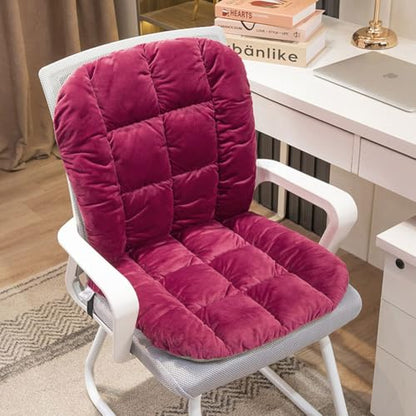 Desk Chair Cushion Non-Slip Rocking Seat Cushion Office Chair Pad Dorm Seat Cushion with High Back Support Soft Seat Pad with Ties for Office Car Home Dining Room Kitchen - color: Wine Red