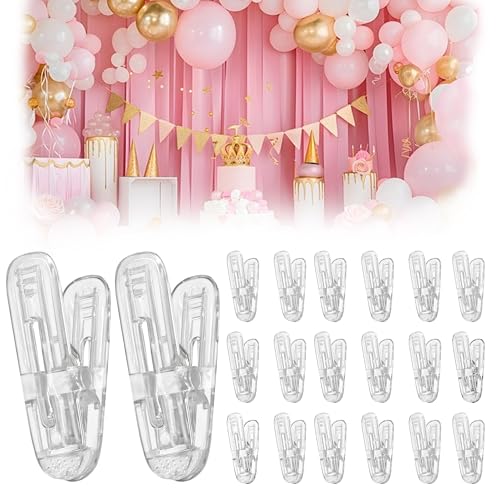 20 Pack Balloon Arch Clips, 2.4" Plastic Transparent Clamps Heavy Duty Spring Clamps for Balloon Arch, Birthday Decoration, Backdrop, Photography, DIY Craft Supplies