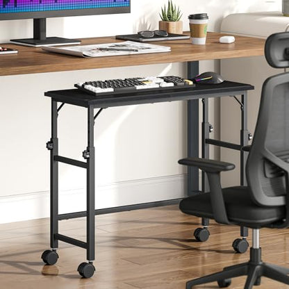 Snughome Mobile Keyboard Tray with Mouse Pad, Height Adjustment 21.6"-31.1", Keyboard Standing Desk, Rolling Under-Desk Extender with Lockable Casters, Desk Accessories for Home Office, Black - color: Black
