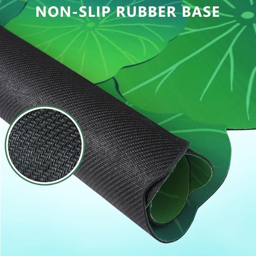 HAOCOO Cute Frog Desk Mat, Scalloped Desk Matt for Desktop, Large Mouse Pad for Desk, Non-Slip Keyboard Mat, Green Desk Mat with Stitched Edge, Kawaii Mouse Pad for Office (35.4" × 15.7") - color: Green