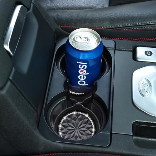 Amooca Car Cup Coaster Universal Non-Slip Cup Holders Bling Crystal Rhinestone Car Interior Accessories 4 Pack Black Flower - color: Black Flower, size: 4 Pack
