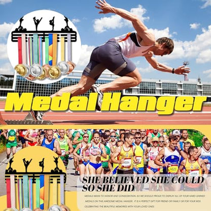 Resama Medal Hanger Holder Display Wall Rack Frame Shelf-Medal Hanger Awards Ribbon Soccer,Gymnastics,Holder Display Rack for 60 Medals - color: Gymnastic