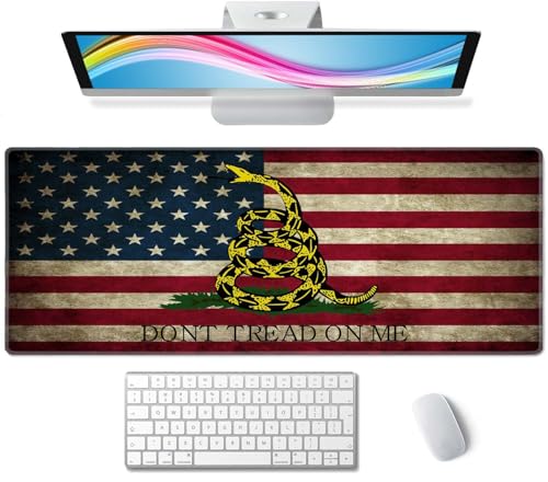 Extended Gaming Mouse Pad Big, Don't Tread On Me American Us Flag Retro Long Mouse Pad Large, 31.5x11.8in Non-Slip Rubber Base Mousepad, Stitched Edges Keyboard Mouse Mat Desk Pad - color: Don't Tread on Me American Us Flag Retro