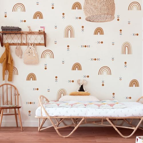 12x36 Inch Rainbow Theme Set - DIY Boho Wall Decal Mural Set - 37 Pcs Stickers for Wall, Kitchen, Nursery, Office Decor - Great Gift Idea - Each Sticker 4.3x3.7 Inch (Earth Tone Rainbow) - color: Earth Tone Rainbow
