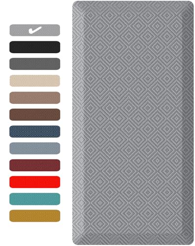 Ophanie Kitchen Mats for Floor,3/4 inch Thick,20x39 Anti Fatigue Cushioned Mat with 99+ Pairs of Anti-Slip Bottom Ridges,Kitchen Rugs,Waterproof,Comfort Ergonomic Standing Mat for Office,Home,Sink - color: Ash Gray, size: 20"L x 39"W x 0.8"Th