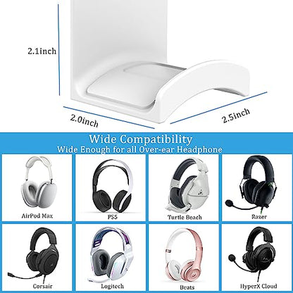 SOKUSIN Headphone Stand Headset Holder - Adhesive Gaming Earphones Hanger, Universal Desk Wall Mount Hook for All Headphone/Controller, Compatible with Beats, AirPods Max,Sony, JBL (White) - color: White