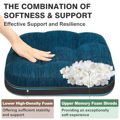 Shinnwa Dining Chair Cushions Set of 4, Dual-Layer Memory Foam Kitchen Chair Cushions, Patented Design Seat Pads with Ties, 16.5 x 16.5 x 3.5in, 4 Pack, Navy Blue - color: Navy Blue, size: 4 Count (Pack of 1)