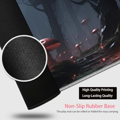 Large Gaming Mouse Pad + Mouse Wrist Rest Pad + Coaster Combination, 31.5 "x 11.8" Durable Non-Slip Extension Table Mat, Suitable for Office and Home, Mushrooms Forest - color: Mushrooms Forest