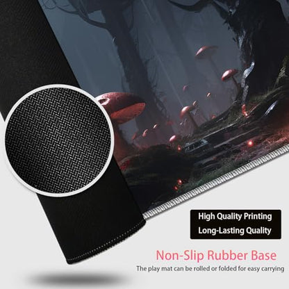Large Gaming Mouse Pad + Mouse Wrist Rest Pad + Coaster Combination, 31.5 "x 11.8" Durable Non-Slip Extension Table Mat, Suitable for Office and Home, Mushrooms Forest - color: Mushrooms Forest