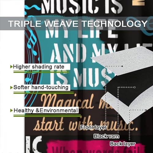 Music Notes Curtain, Jazz Rock Music Hip Hop Graffiti Window Curtains Drapes for Kids Boys Girls Teens Bedroom Living Room Bathroom 42" W X 45" L(No Blackout) - color: Musical-8, size: 20.5"W x 45"L (Pack of 2)