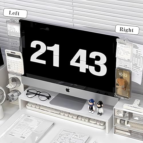 Computer Monitor Memo Message Board,2PCS Transparent Computer Side Panel,Note Holder for Computer Screen,Office Desk Accessories.