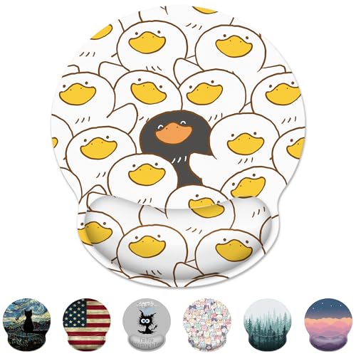 Ergonomic Mouse Pad with Wrist Support,Black and White Duck Mouse Pad with Wrist Rest,Relieve Wrist Pain Mousepad Non-Slip Rubber Base,Mouse Pads for Desk,Computers,Laptop,Office,Home,Accessories - color: Black And White Duck