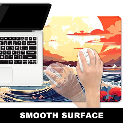 BOSOBO Large Desk Mat, Extended Gaming & Office Home Mat, Long Keyboard Mat, Desktop Full Cover 31.5 x 11.8 Inches, Anime Japan Kanagawa Wave - color: Anime Japan Kanagawa Wave, size: XL - 31.5 x 11.8 Inches