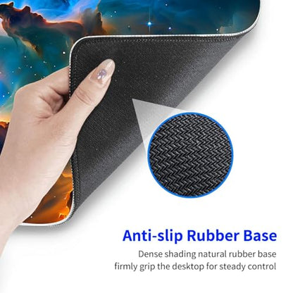 Large Gaming Mouse pad,Deep Starry Sky Nebula Blue Anti Slip Rubber Base Mouse pad, Suitable for Computer, Laptop, Office Desk Accessories - color: Deep Starry Sky Nebula Blue