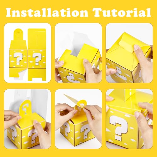 Eaezerav 24 Pcs Video Game Theme Party Treat Boxes Mystery Video Game Gift Box with Question Mark Cardboard Snack Candy Boxes for Kids Birthday Party Favors Decorations