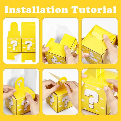 Eaezerav 24 Pcs Video Game Theme Party Treat Boxes Mystery Video Game Gift Box with Question Mark Cardboard Snack Candy Boxes for Kids Birthday Party Favors Decorations