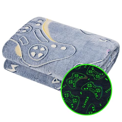 Gamer Gifts for Teens Gaming Blanket, Birthday Graduation Gifts for Boys Boyfriend, Kids Glow in The Dark Blanket Soft, Video Game Room Decor 40"x60" - color: Fluorescent Game, size: Throw Size 40" x 60" (102 x 152 cm)