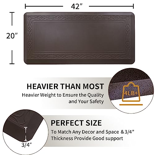 20x 42 Inch Extra Support Anti Fatigue Comfort Kitchen Mat, Waterproof Long Kitchen Runner, Non-Slip Standing Desk Mat, Commercial Pads for Offices, Home, Garages (Bordeaux Coffee, 20'' x 42'') - color: Bordeaux Coffee, size: 42"L x 20"W x 0.8"Th