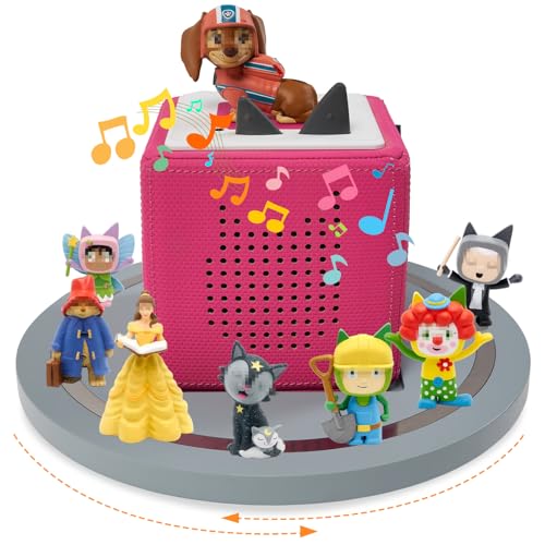 Gieanoo 360° Round Turntable for Tonies Shelf,for TonieBox 1 and ToniesBox 2 Tonie Magnetic Storage Shelf Pine Wood Tonies Box Display Shelf for 10-20 Characters for Kids Play Room(Grey) - color: Grey