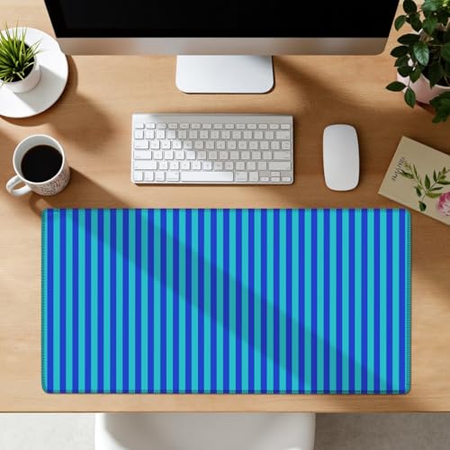 Blue Teal Striped Desk Mat Cute Pastel XXL Large Gaming Mouse Pad Desk Pad Kawaii Aesthetic Home Office Decor Cozy Keyboard Laptop Computer Mat - color: A6- Blue Teal