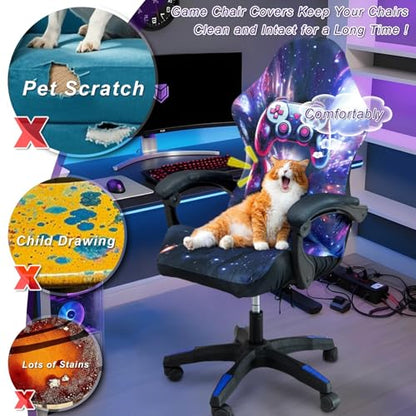 Gaming Chair Covers, 3D Printing One-piece Universal Fit Gaming Chair Seat Cover with Armrest Sloipcover(Color:Style 1) - color: Style 1