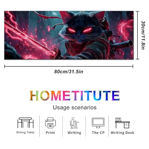 HOMETITUTE Dark Fantasy Cat Art XL Mouse Pad Gaming Mousepad 31.5x11.8 Inch Non-Slip Keyboard Desktop Protector Mat Diatomite Large Mouse Pad for Home and Office Desk Accessories - color: Dark Fantasy Cat Art