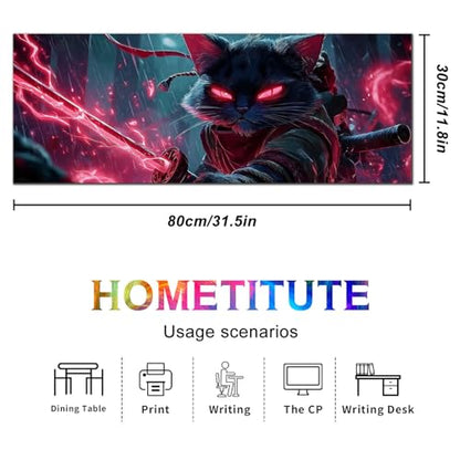 HOMETITUTE Dark Fantasy Cat Art XL Mouse Pad Gaming Mousepad 31.5x11.8 Inch Non-Slip Keyboard Desktop Protector Mat Diatomite Large Mouse Pad for Home and Office Desk Accessories - color: Dark Fantasy Cat Art