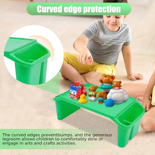 12 Pcs Kids Lap Desk Tray, Kindergarten Children's Tray with Side Pockets, Portable Lap Bed Table, Student Lap Desk, Plastic Breakfast Laptop Trays for Writing Eating Game Classroom Snacks Boy Girl