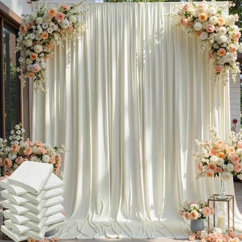 60×12ft Wrinkle Free Ivory Backdrop Curtain for Wedding Parties, 12 Panels 5×12ft Long Soft Silky Polyester Backdrop Drapes Cream Photo Back Drop Curtains for Party Photography Background Cloth - color: Ivory, size: 12ft Long_12 Panels