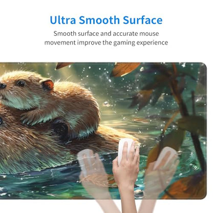 Otter Mouse Pad Extended Large Gaming Mouse Pad XL Stitched Edges for Gamer Home Office 31.5 X 11.8 Inch - color: Otter