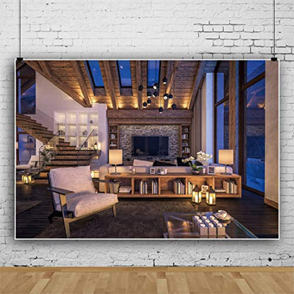 5x3ft Polyester Boudoir Living Room Backdrop YouTube Video Modern Home House Interior Office Window Home Zoom Photography Background Room Bridal Shower Wedding Birthday Inside House PhotoProp - size: 5x3ft-Polyester