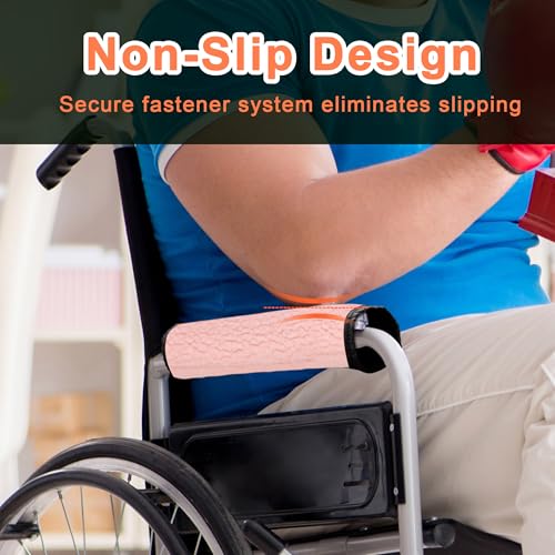 AHIER Wheelchair Armrest Pads, 2PCS Sheepskin Fleece Wheelchair Armrest Covers, Non Slip Arm Rest Cover Cushion pad for Wheelchairs (Pink) - color: Pink