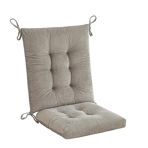Outdoor Patio Cushion, Rocking Chair Cushion, Tufted Pads, Set of Upper and Lower with Ties Pack of 2 (2 Sets) - Back 20"×17", Seat 17"×17" (Grey) - color: Grey