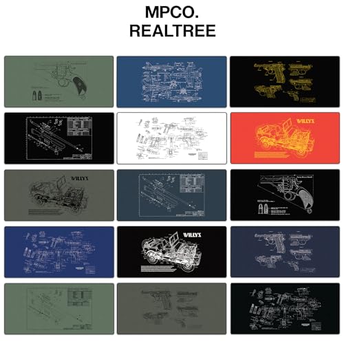 MPCO. Blueprints Large Gaming Desk Pad - 36" x 17" Duraglyde Fabric Browning 1911 – Black Desk Mats - Non-Slip, Washable, Smooth Glide for Precision Gaming & Work - color: Duraglyde Browning 1911 – Black