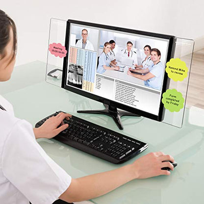 4 Pieces Computer Monitor Message Memo Board Transparent Message Panel Monitor Sticky Memo Note Board Phone Holder for Screen Computer Laptop Cabinets Office, Left and Right
