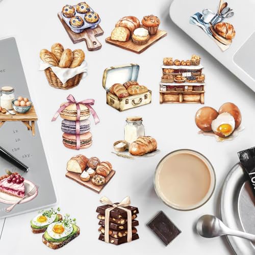 Baking Stickers for Teens & Adults, 50Pcs Transparent Kitchen Stickers for Water Bottles Scrapbook Laptop Journaling, Cute Food Decal for DIY Craft - style: Baking