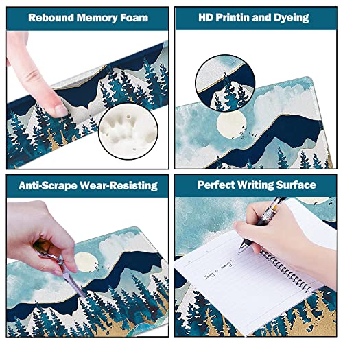 ARTSO Large Gaming Mouse Pad Set, Keyboard Wrist Rest Support + Mouse Wrist Cushion + Extended Mousepad + Coaster, 35x15.5in Multifunctional Desk Mat, Abstract Mountain - color: Abstract Mountain