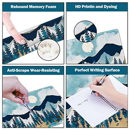 ARTSO Large Gaming Mouse Pad Set, Keyboard Wrist Rest Support + Mouse Wrist Cushion + Extended Mousepad + Coaster, 35x15.5in Multifunctional Desk Mat, Abstract Mountain - color: Abstract Mountain