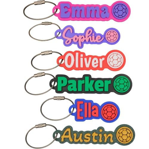 SuperFineDeesigns Bag and Water Bottle Name Tag with Cable – Custom Durable 3D Printed Name Tag Backpack & Sports Bottles - style: Soccer