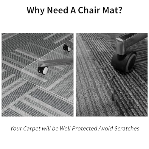 WASJOYE Chair Mat for Carpet, Office Chair Mat for Carpet, Thick Desk Chair Mat with Non-Slip Studded for Home and Office Low Pile Carpet, 45" x 53" Rectangle for Carpet - size: 45" x 53" Rectangle for Carpet