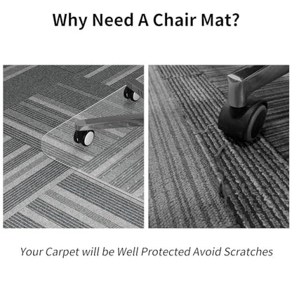 WASJOYE Chair Mat for Carpet, Office Chair Mat for Carpet, Thick Desk Chair Mat with Non-Slip Studded for Home and Office Low Pile Carpet, 45" x 53" Rectangle for Carpet - size: 45" x 53" Rectangle for Carpet