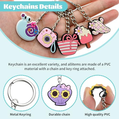 Keychains Bulk,Funny Key Chain for Prizes Incentives Holiday Gifts Birthday Party Favors - color: 30pcs Summer Keychains