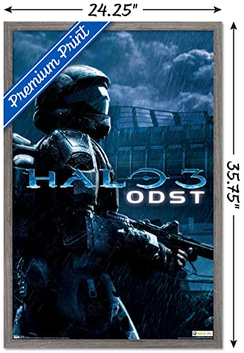 Trends International Halo: ODST - Key Art Wall Poster, 22.375" x 34", Barnwood Framed Version - color: Barnwood Framed Version, size: 34"L x 22.4"W
