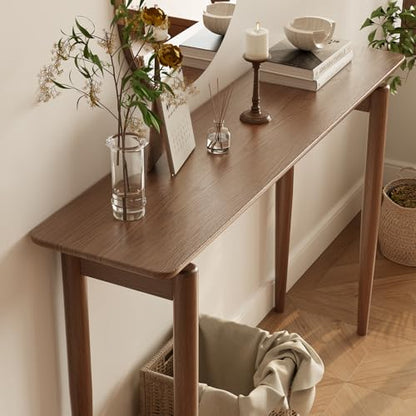 AQIMUELE Wood Console Table Walnut Entryway Table, Thin Console Table, Sofa Tables for Living Room (47.2'') - color: Walnut, size: 47.2"W x 11.8"D x 29.9"H