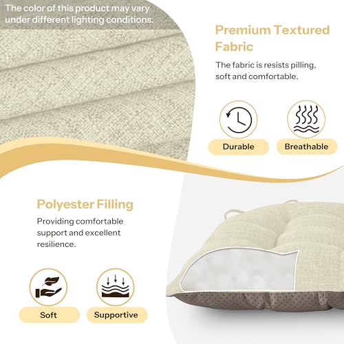 Chair Cushions for Dining Chairs Set of 4 Durable D-Shaped Seat Cushions with Non-Slip Backing Secure Ties Thick Cozy Seat Pad for Kitchen Dining Room Office(18x16.5x3in Beige) - color: Beige