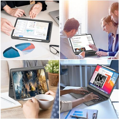 GGH Touch for iPad Keyboard Case Air 13 (M3 2025 / M2 2024) &12.9 iPad Pro (6th,5th,4th, 3rd Gen),360° Rotatable Protective Cover Multi-Touch Trackpad Keyboard Case with Pencil Holder - Grey - color: Grey