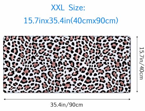 Gaming Mouse Pad, Large Mouse Pads for Women, Non-Slip Rubber Base Mousepad, Keyboard Mouse Mat, Desk Pad with Stitched Edges, 35.4x15.7inch Leopard Skin Rose Gold Pattern - color: Leopard Skin Rose Gold Pattern, size: 35.4L x 15.7W inches